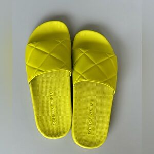 Bottega Veneta Neon Lime Quilted Slides